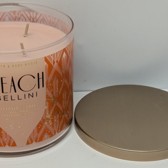 NEW! Bath & Body Works Peach Bellini - 3-Wick Jar Candle - Picture 2 of 3
